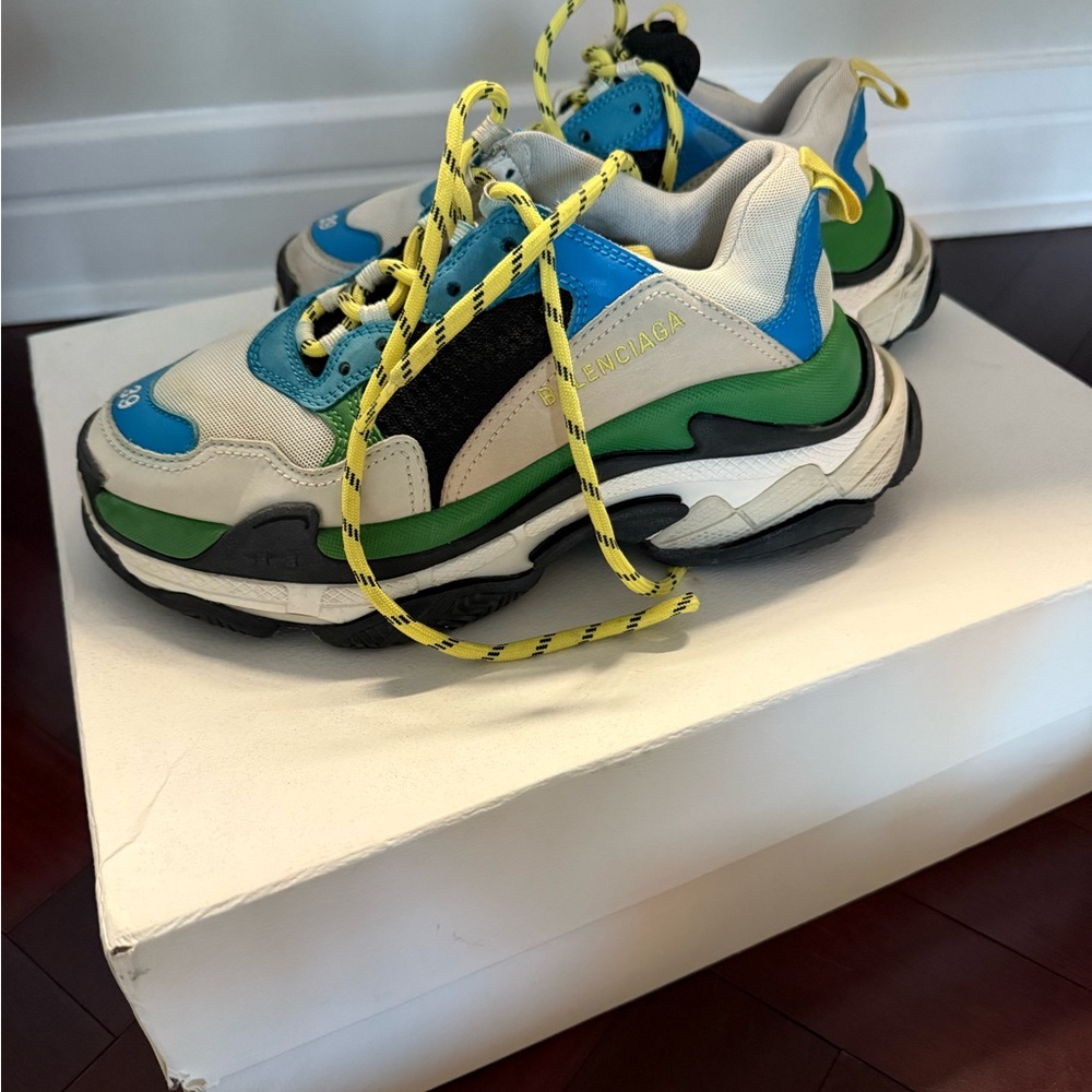 Balenciaga Multicolor Sneakers - Blue, Green, Black, Cream - Picture 3 of 5